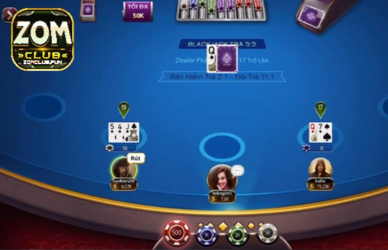 Sức hút của game bài Blackjack tại Zomclub